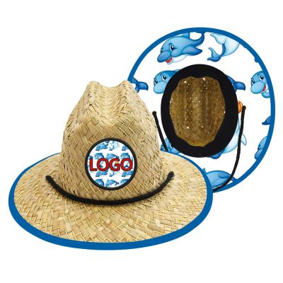 China Character Logo Spring Summer Unisex Custom Made Wholesale Straw Beach Hat Casual Sun Proof With Big Brim Printed for sale