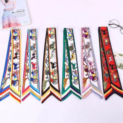 China Long Narrow Cheap Ribbon Tied Long Bag Handle Satin Twill Scarf Ladies Fashion For Elegant And Decoration for sale