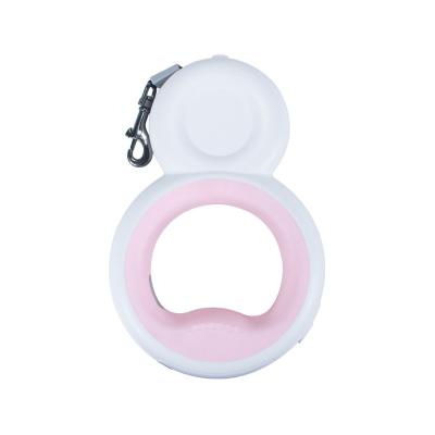 China Light Up LED White Cards Retractable Dog Leash With Dog Poop Dispenser Bag Inside Retractable Pet Leash for sale
