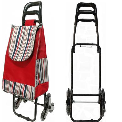 China Durable High Quality Waterproof Oxford Trolley and Durable Universal Minimalist Style 6 Wheel Folding Shopping Cart Vegetable Bags for sale