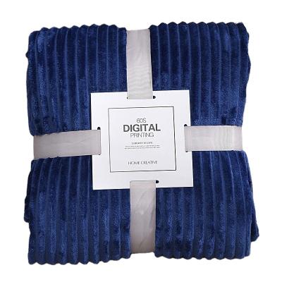 China Super Soft Anti Dust Mite Flannel Stripes Plain Velvet Shear Four Seasons Velvet Fleece Blanket Blanket for sale