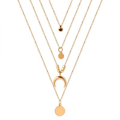 China FASHIONABLE factory direct women gift party wedding platinum plated trendy moon stainless steel necklace for sale