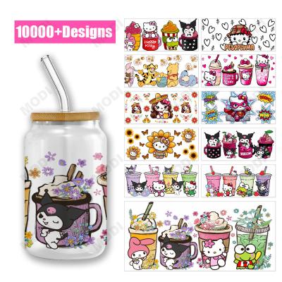 China Factory Hot Sale Good Quality Ready To Ship Cartoon Transfer Logo Sticker Vinyl UV DTF Cup Wrap Transfers 16oz for sale
