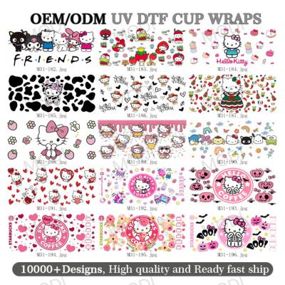 China UV DTF Cup Wrap Transfer Stickers For Cartoon Wipe Off Stickers Waterproof Crafting Cup Decal For Cups Furniture Craft for sale