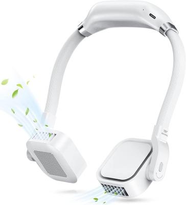 China Hotel 4000mAh 3 Speed USB Rechargeable Earphone Leafless Fan Adjustable Neck Fan 360 Degree Free Rotation Portable Fan for sale