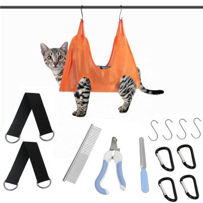 China Viable OEM Mascota Chat Nail Balancing Tool Cat Hammock Accessories Gato Mesh Fabric Thin Hammock Accessories Perro Grooming Sets 14PCS for sale
