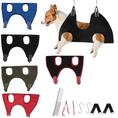 China OEM Huisdier Pet Mesh Fabric Thickened 8PC Grooming Hammock Nail Trimming Gato Hair Remover Perro Cleaning Stocked Dog Grooming Hammock for sale