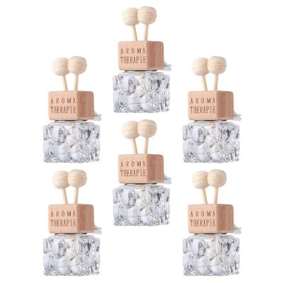 China Personal Care MUB Square Perfume Diffuser Glass Bottle 10ml Car Clip Perfume Bottle Auto Essential Oil Air Freshener Bottle for sale