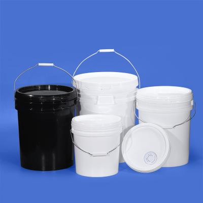 China 5 Gallon Plastic Bucket with Oil Spout Lid 20L Round Food Grade Plastic Oil Bucke for sale