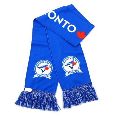 China Popular Promotional Custom World Soccer Cup Sport Football Fans Supporter Scarf with Tassel for sale