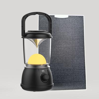 China Outdoor Solar Camping Lantern Led Retro Camping Lantern With External Solar Lighting Lamps Emergency Solar Panel Rechargeable Lanterns for sale