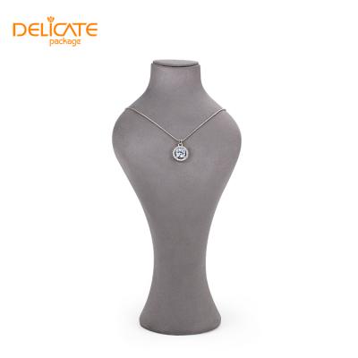 China New Fashion Selling Fashion Neck Jewelry Display Microfiber Purple Jewelry Display Stand Velvet Wood Leather Simple Design Hot Vertical Necklace for sale