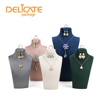 China Performance For Jewelry Display Microfiber Luxury Wholesale Necklace Ring Earrings Jewelry Bust Counter Bust Stand for sale