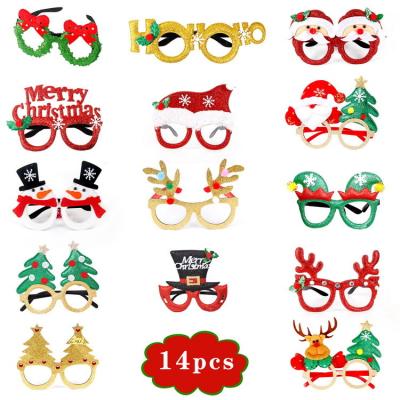 China Plastic frame+non-woven fabric Christmas decorations glasses set main gifts hat adult Christmas holiday kids clasp pat ring bracelet for sale