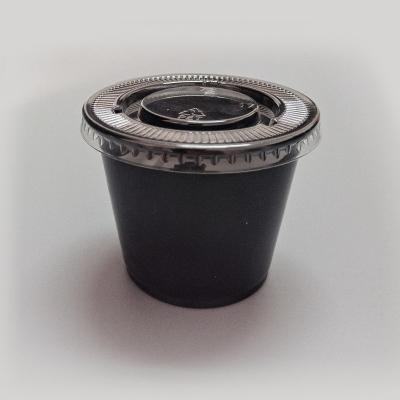 China Dispoable 5.5oz Black Color Party Plastic Disposable Cups With Lids PP Soufflé Condiment Cup Cups for sale