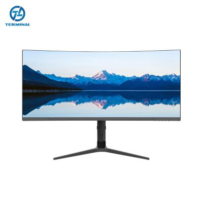 China HDR Terminal Curved Surface Monitor R1900 34 inch 3440*1440 144Hz Rotary Lifting V-shaped Support LED Screen for Gaming or Business for sale