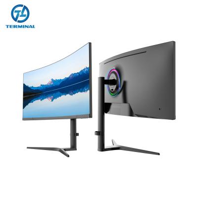 China HDR Terminal 34 inch 3440*1440 60Hz Rotary Lifting V-shaped Support LED Curved Surface Monitor Screen for Gaming or Business for sale