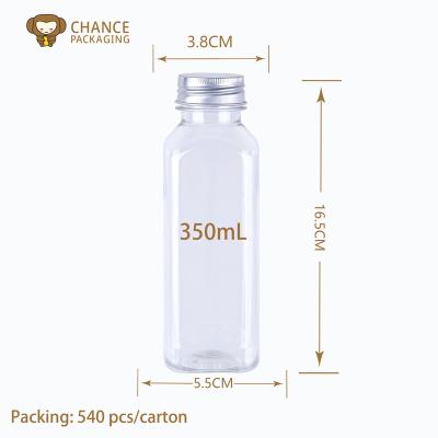 China 350ml Beverage Customized Square Plastic Drinking Plastic Bottle for sale