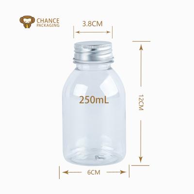 China Transparent Beverage PET Beverage Juice 250ml Bottle 8oz for sale