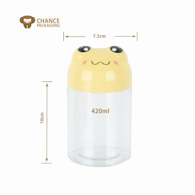 China Food Frog Shape Plastic Bottle For Cookie Cake Candy Pea With PP Cap 200ml 300ml 500ml Or 6oz 8oz 10oz 14oz for sale