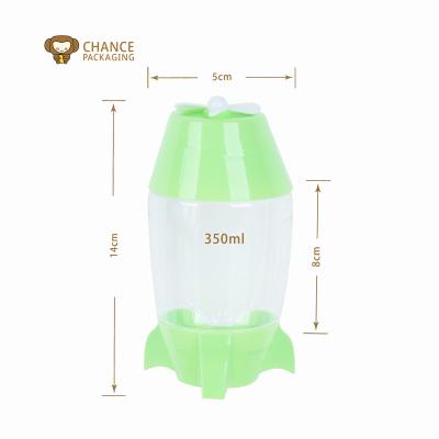 China Food Rocket Shape Plastic Bottle for cookie cake candy pea with pp cap 200ml 300ml 500ml or 6oz 8oz 10oz 14oz for sale