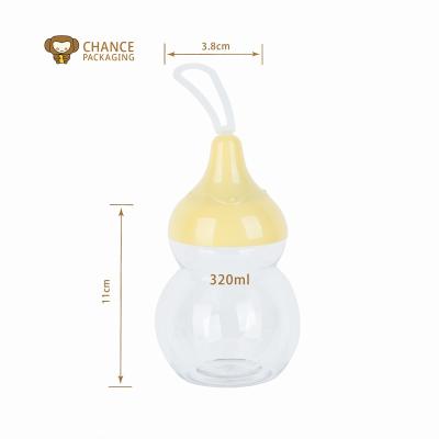 China Plastic Food Gourd Shape Bottle 350ml For Cookie Cake Candy Pea With PP Cap 200ml 300ml 500ml Or 6oz 8oz 10oz 14oz for sale