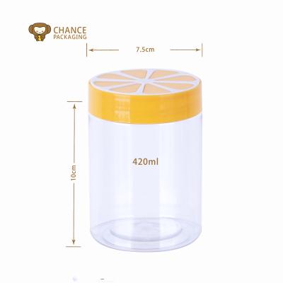 China Food Orange Shape Plastic Bottle For Cookie Cake Candy Pea With PP Cap 200ml 300ml 500ml Or 6oz 8oz 10oz 14oz for sale
