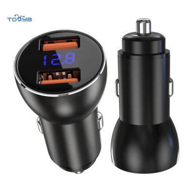 China Universal PE BC1.2 60W QC CAF FCP High Power Tooya Amazon Business Fast Charging Adapter Mini Car Digital Display Multi-port Hot Charger for sale