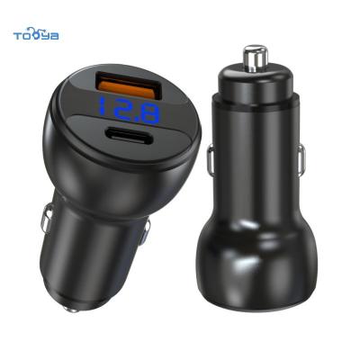 China Universal Carro Selling Tooya Car High Power PD BC1.2 60W Mini Digital Display PE BC1.2 60W Mini Fast Charging Adapter Multi-port Charger for sale