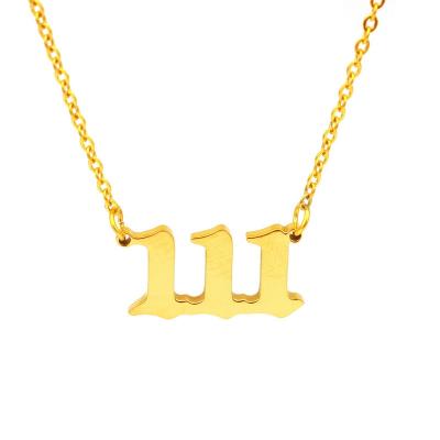 China 2022 Casual/Sporty Stainless Steel Angel Number Necklace 111 222 333 555 666 777 888 999 For Women Lucky Number Chain Necklaces Jewelry for sale