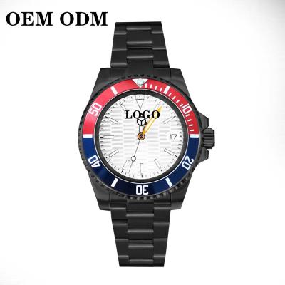 China New Date OEM ODM 3A Automatic Watch Movement Customized Luxury Solid 316L Stainless Steel PVD PVD Plated Black Sapphire Glass for sale