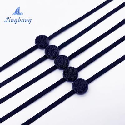 China Custom Logo Hot Stamping Strip Plastic End Viable Rope String Seal Hanging Tag For Clothes for sale