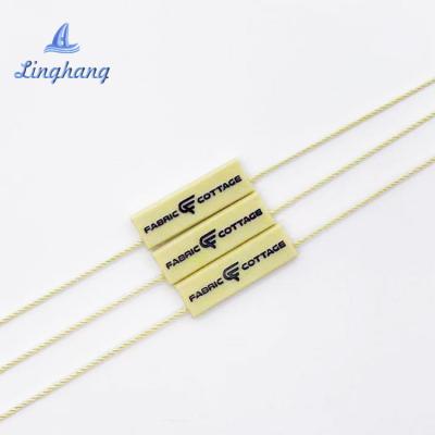 China Viable Plastic Hanging Accessory Attachment Logo Plastic Head Seal Tag with Wax Rope Apparel Label String for sale