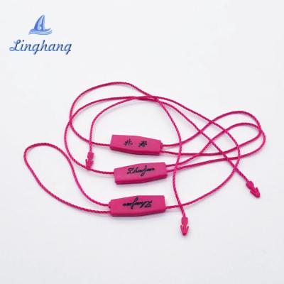 China Plastic Hanging Attachment Viable Logo Plastic Head Seal Tag Customizable with Polyester Rope Apparel Label Twine for sale