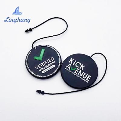 China Viable biodegradable PLA plastic clothes lock pin twine loop tags garment seal rope etiqueta label tag for sale