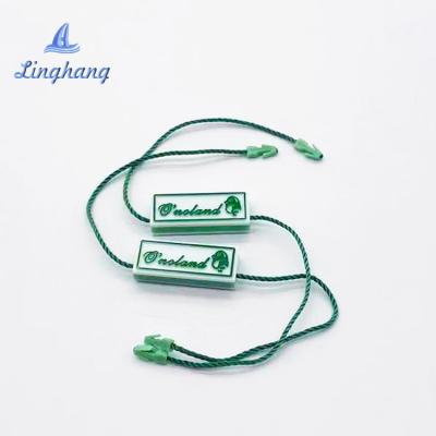 China Plastic Hanging Attachment Viable Logo Plastic Head Seal Tag Customizable with Polyester Rope Apparel Label Twine for sale