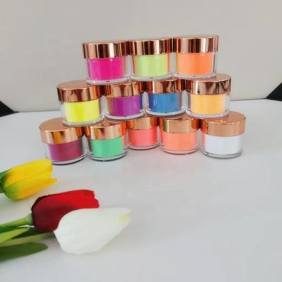 China Hot Sale 12 Finger Colors / Set Neon Acrylic Nails Powder Fluorescent Powder Dipping Private Label for sale
