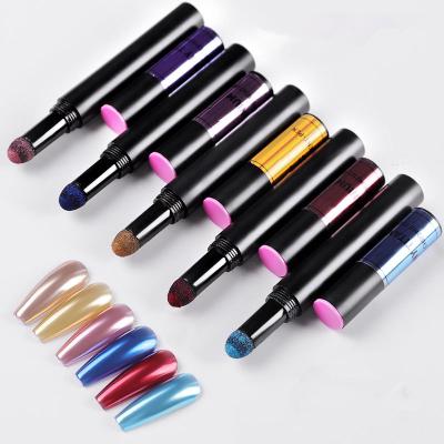 China Finger Private Label Nail Art Air Cushion Pen Manicure Magic Mirror Dust Gold and Silver Pen Solid Chalk Laser Pigment for sale