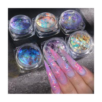 China Classic Japanese Opal Sequin Nail Flake Snow Velvet Magic Powder Nail Art Glitter Aurora Cloud Brocade Powder Highlight Design UV Decorations Nail Gel for sale