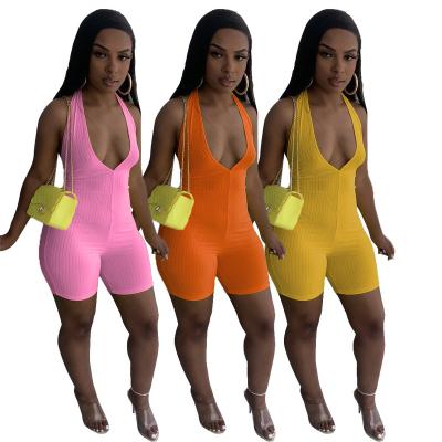 China AL180 Breathable Wholesale 2021 New Stylish Casual Sexy Jumpsuit Mine Band One Strap Pants Sleeveless Shorts for sale