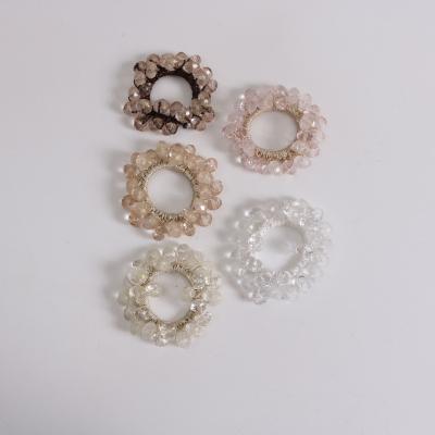 China Korean Hair Rope Style Hair Rope Gold Powder Beads Head Rope New Hair Accessories Girl Wholesale Simple Acrylic Beads for sale