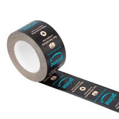 China Custom Design Logo Reinforced Gummed Kraft Paper Packaging Tape Water Activated Eco Friendly Biodegradable Black Kraft Tape for sale