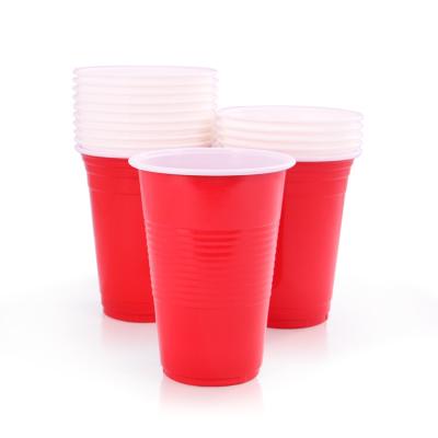 China Disposable Eco Friendly Stocked Biodegradable Custom 16OZ vasos de plastico double color PP plastic party red Cup custom game party plastic cup for drinking for sale