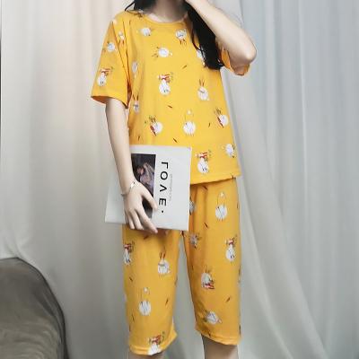 China Cute QUICK DRY five-point sleeve student ladies summer soft home service spring seven point pants and summer two-piece suit for sale
