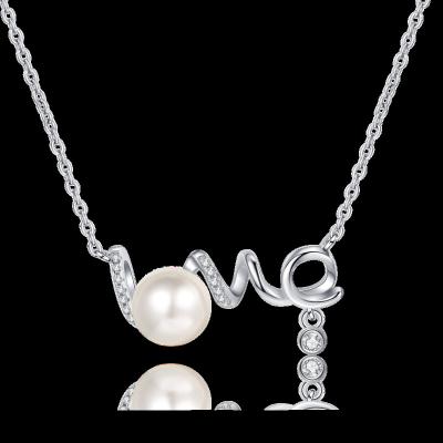 China Nickel-Free Lead-Free Luxury Design Fresh Water Pearl 925 Sterling Silver Moissanite Diamond Necklace for sale