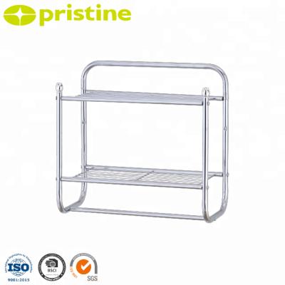 China Wholesale Household Storage Manufacturer Shopee Amazon eBay Taiwan Bathroom 2 Tier Decoration Metal Towel Wall Shelf for sale