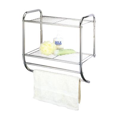 China Wall Mounted Bathroom Towel Shelf Taiwan Household Heater Shopee Amazon eBay Storage Housewares Manufacturer Wholesale 2 Tier Metal for sale