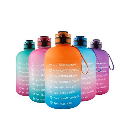 China Sustainable Hot Sales 3.8L 128OZ BPA Free Plastics USA Europe Motivational Water Bottle With Time Motivational Marker for sale