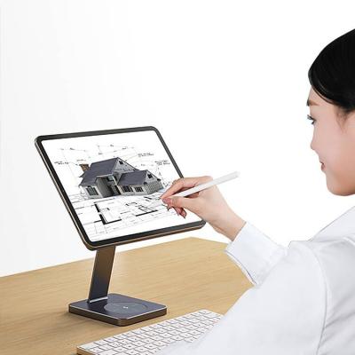 China Custom Logo Magnetic Adjustable 360 Magnetic Adjustable 360 Rotating Tablet Stand Aluminum Desktop Tablet Floating Stand for sale