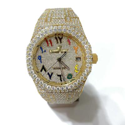 China Waterproof Mechanical Mens Watch Diamonds Stainless Steel Strap With Hollow Out Dial Frame for sale